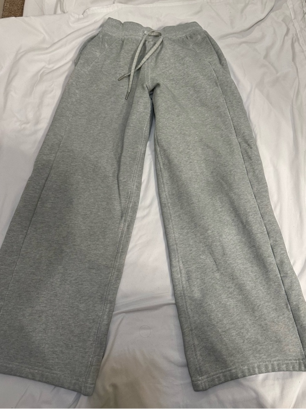 Lululemon Wide-Leg Grey Sweatpants with Drawstring